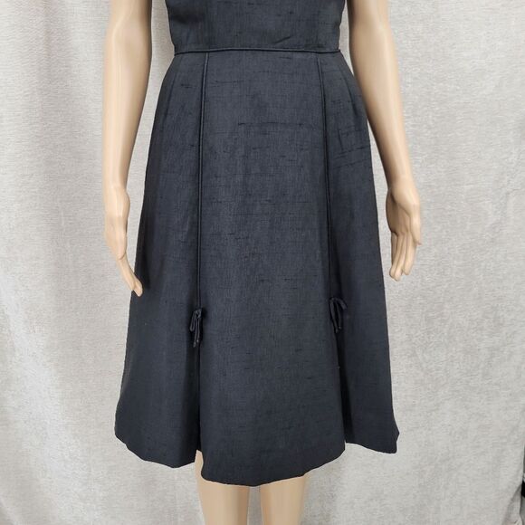 Gay Gibson Vintage 60s Black Dress A-Line Mod Style Inverted Pleated Skirt - Picture 4 of 15